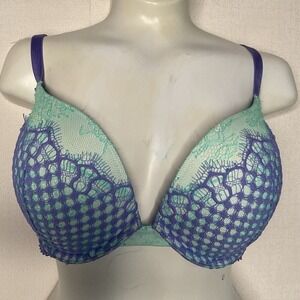 Victoria's Secret Very Sexy Blue Lace Push-Up Pigeonnant Bra Women‎ 32DDD China